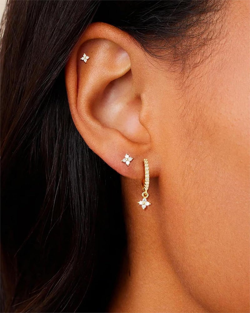 Funsanny Store Gold Ear Cuffs Earrings for Women Non Piercing - Clip on Cartilage Earrings Dainty 14K Gold Sterling Silver Plated Cubic Zirconia Huggie Hoop Earring for Women No Tarnish Trendy Jewelry Set - Image 2